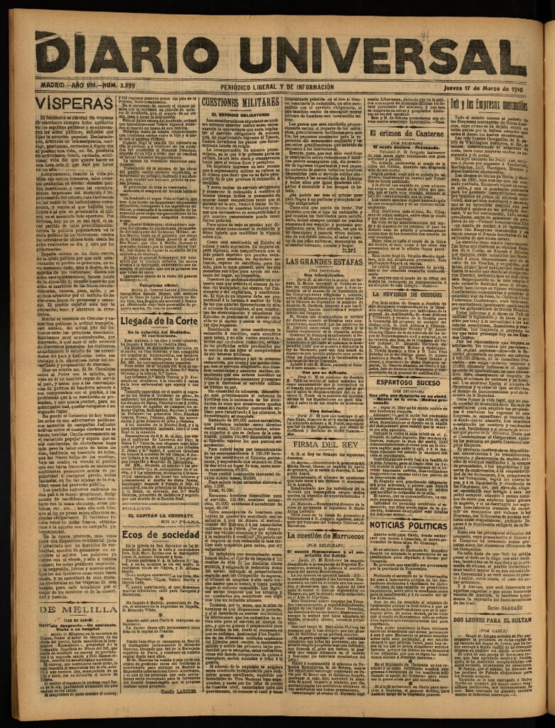 Miniatura de Diario Universal del 17 de marzo de 1910