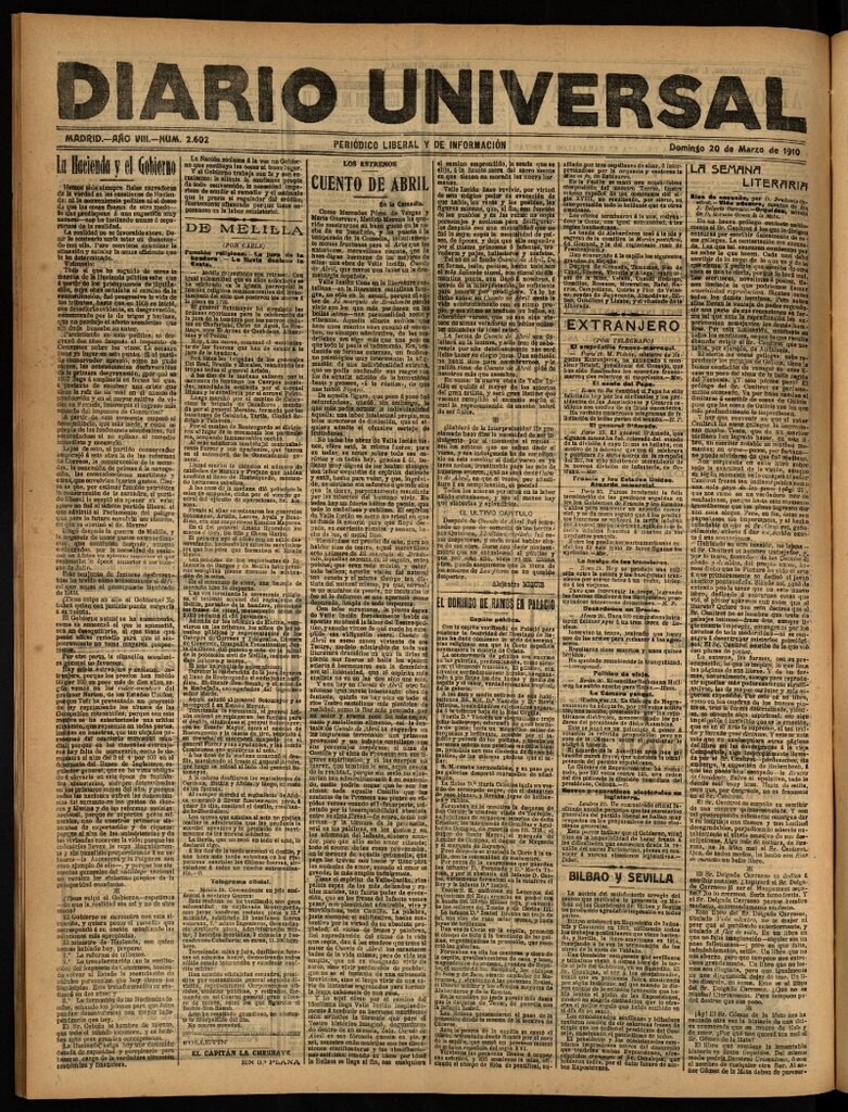 Miniatura de Diario Universal del 20 de marzo de 1910