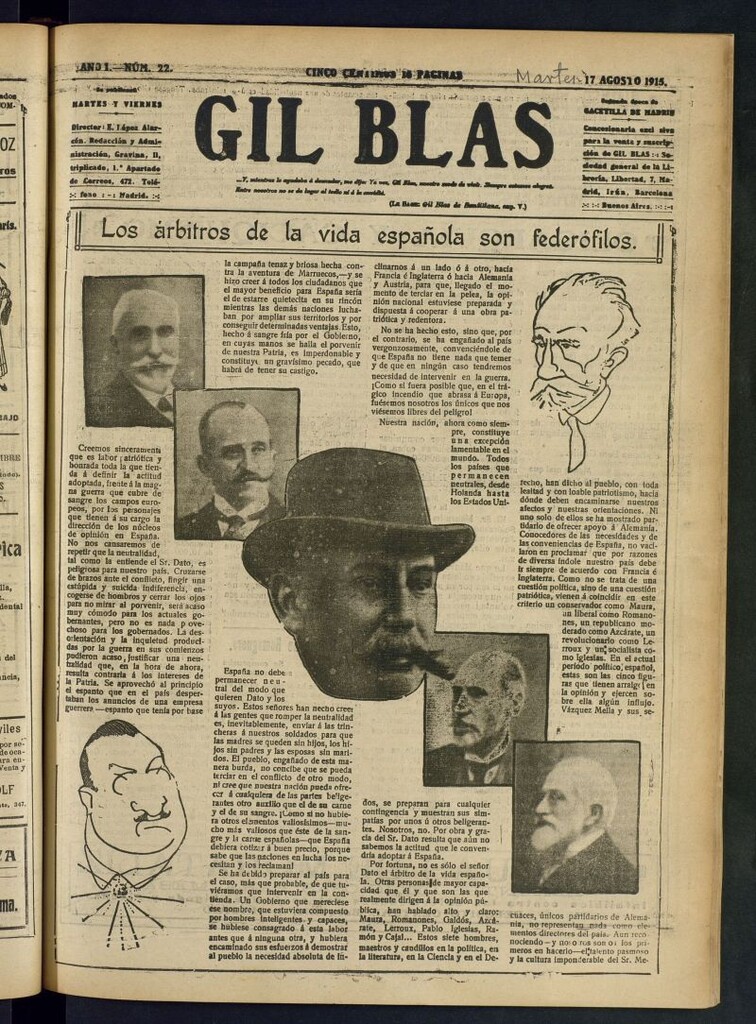 Miniatura de Gil Blas del 17 de agosto de 1915