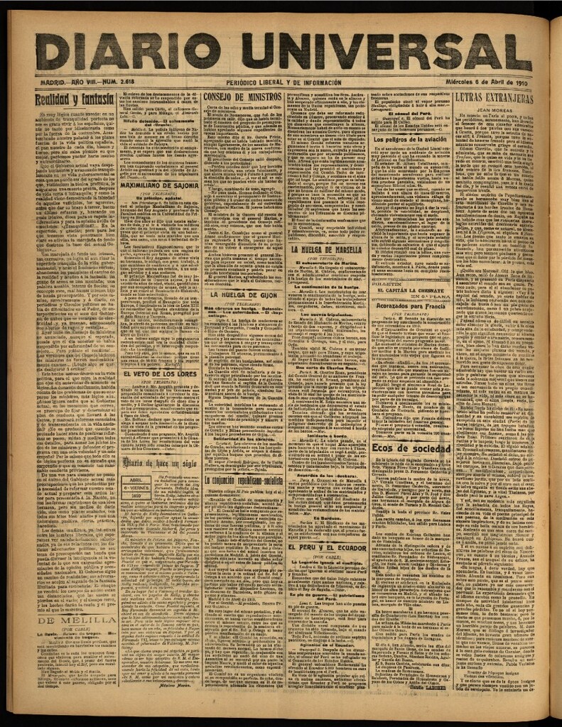 Miniatura de Diario Universal del 6 de abril de 1910