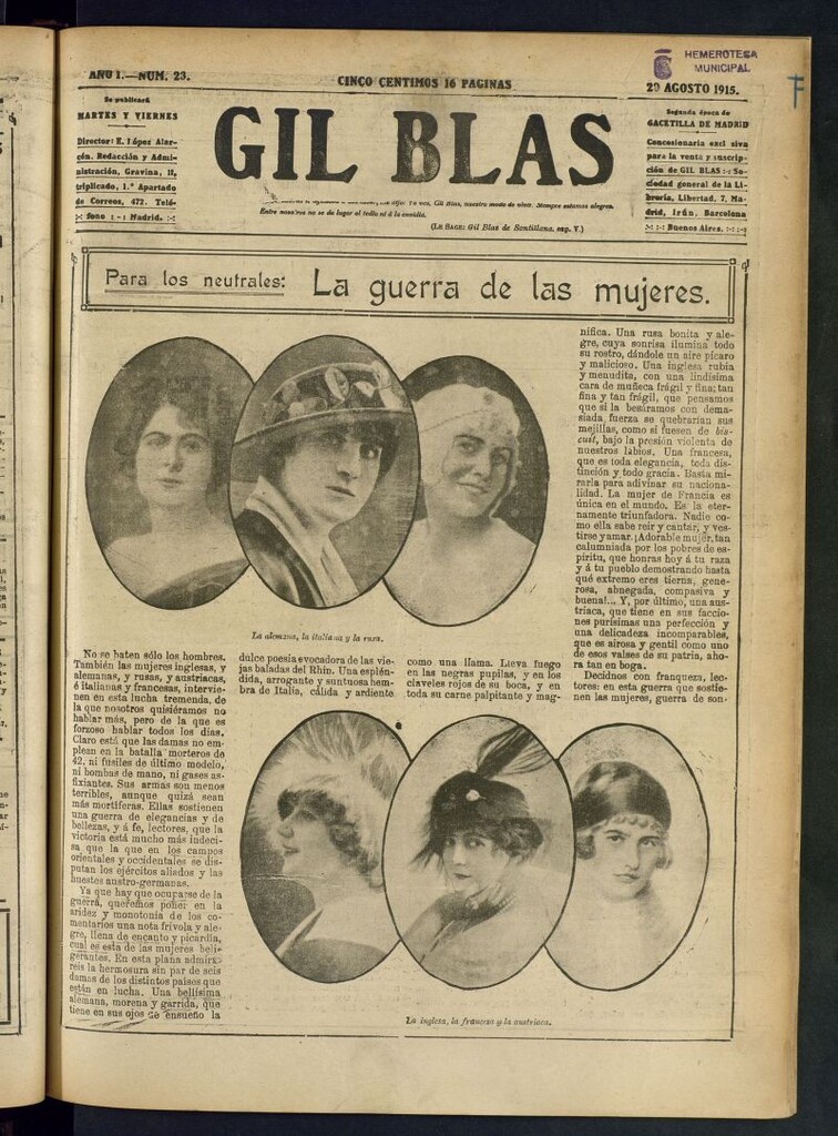 Miniatura de Gil Blas del 20 de agosto de 1915