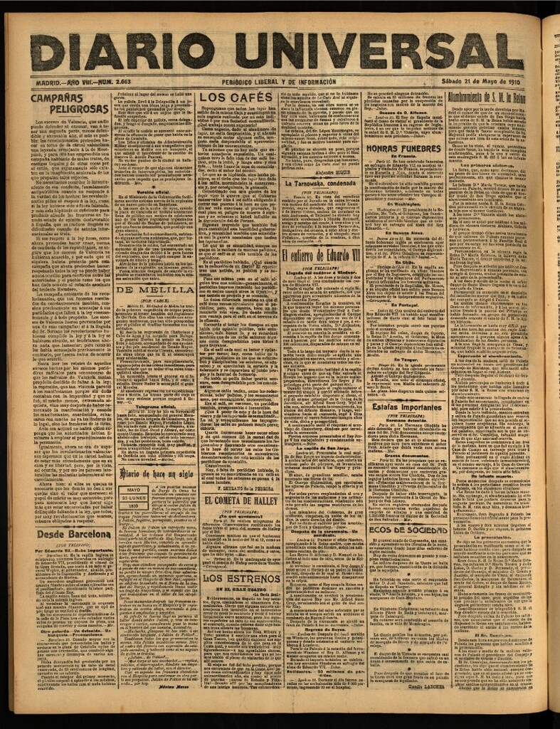 Miniatura de Diario Universal del 21 de mayo de 1910