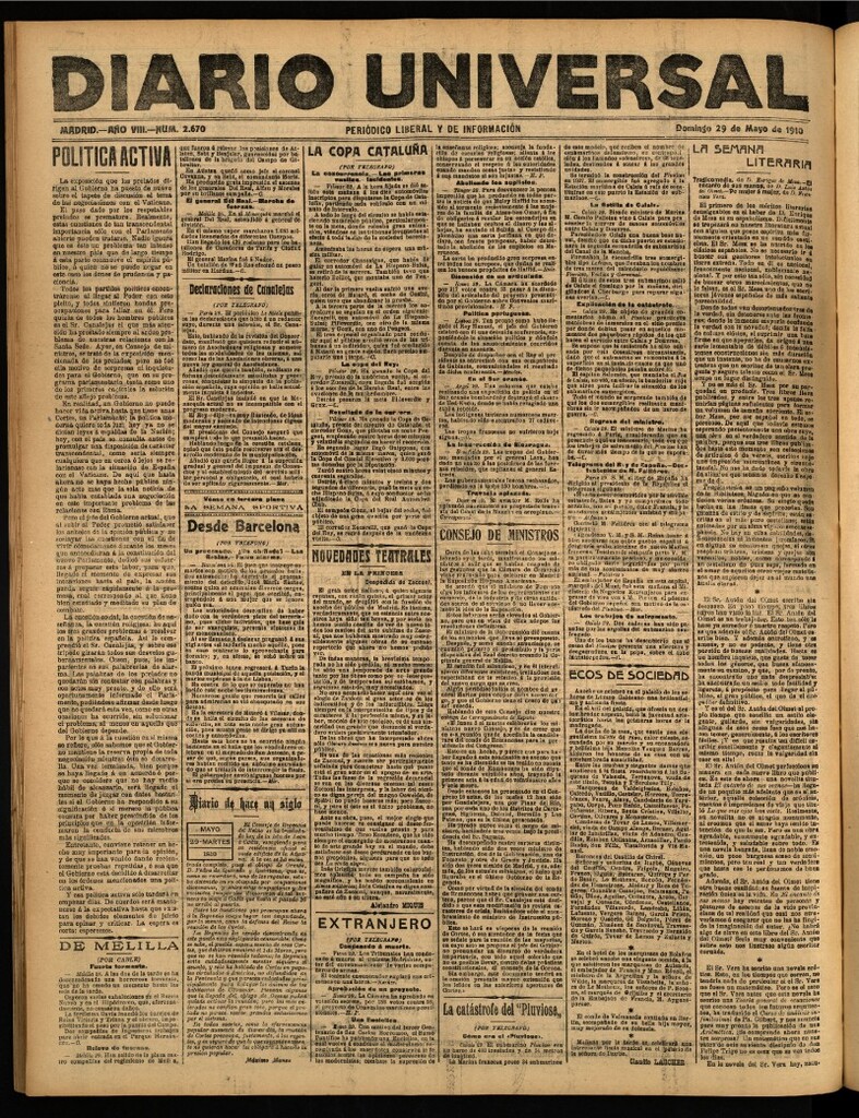 Miniatura de Diario Universal del 29 de mayo de 1910