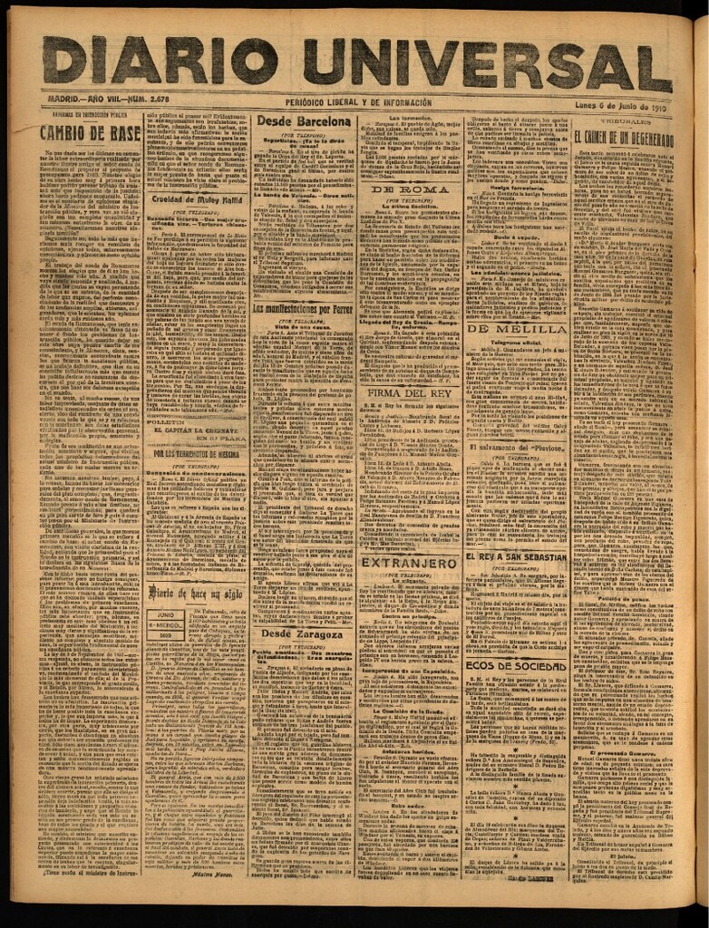 Miniatura de Diario Universal del 6 de junio de 1910