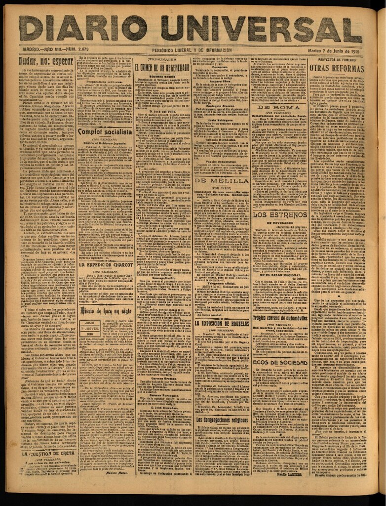 Miniatura de Diario Universal del 7 de junio de 1910