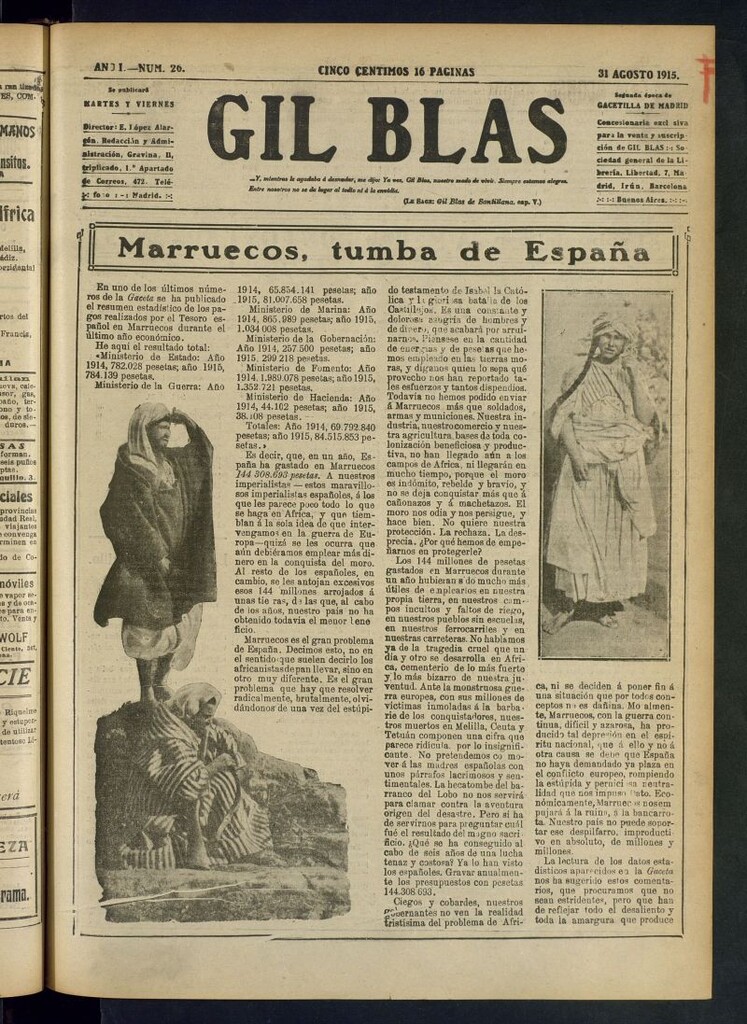 Miniatura de Gil Blas del 31 de agosto de 1915