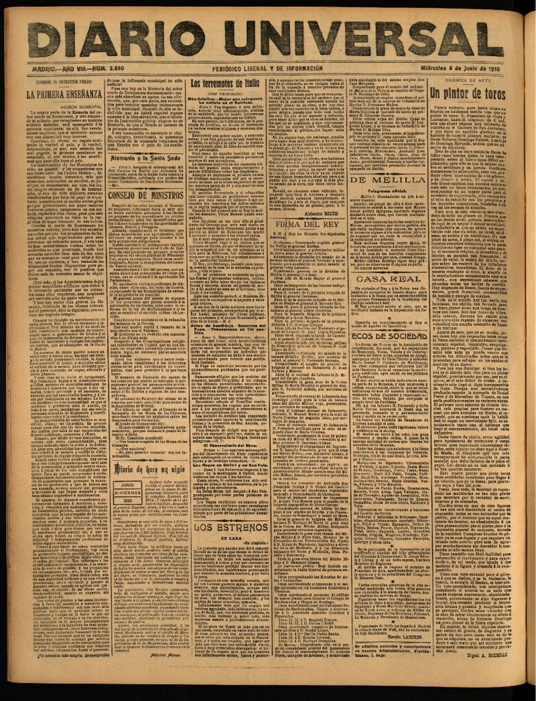 Miniatura de Diario Universal del 8 de junio de 1910