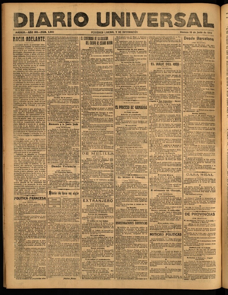 Miniatura de Diario Universal del 10 de junio de 1910