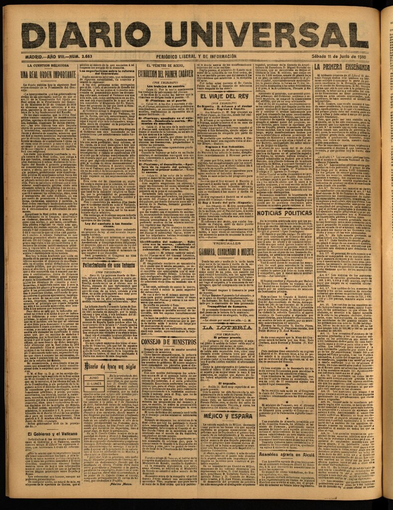 Miniatura de Diario Universal del 11 de junio de 1910