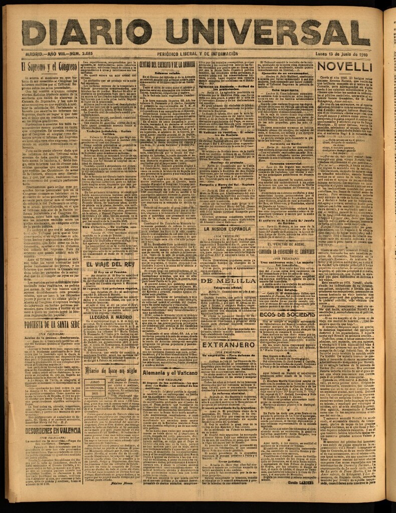 Miniatura de Diario Universal del 13 de junio de 1910