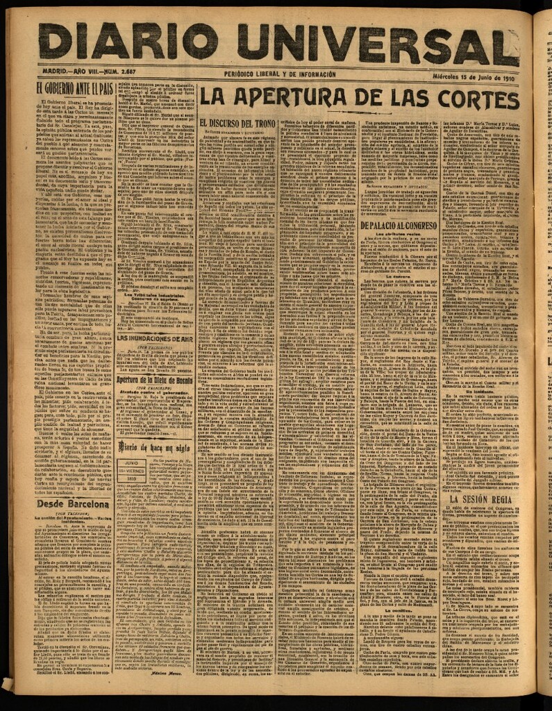 Miniatura de Diario Universal del 15 de junio de 1910