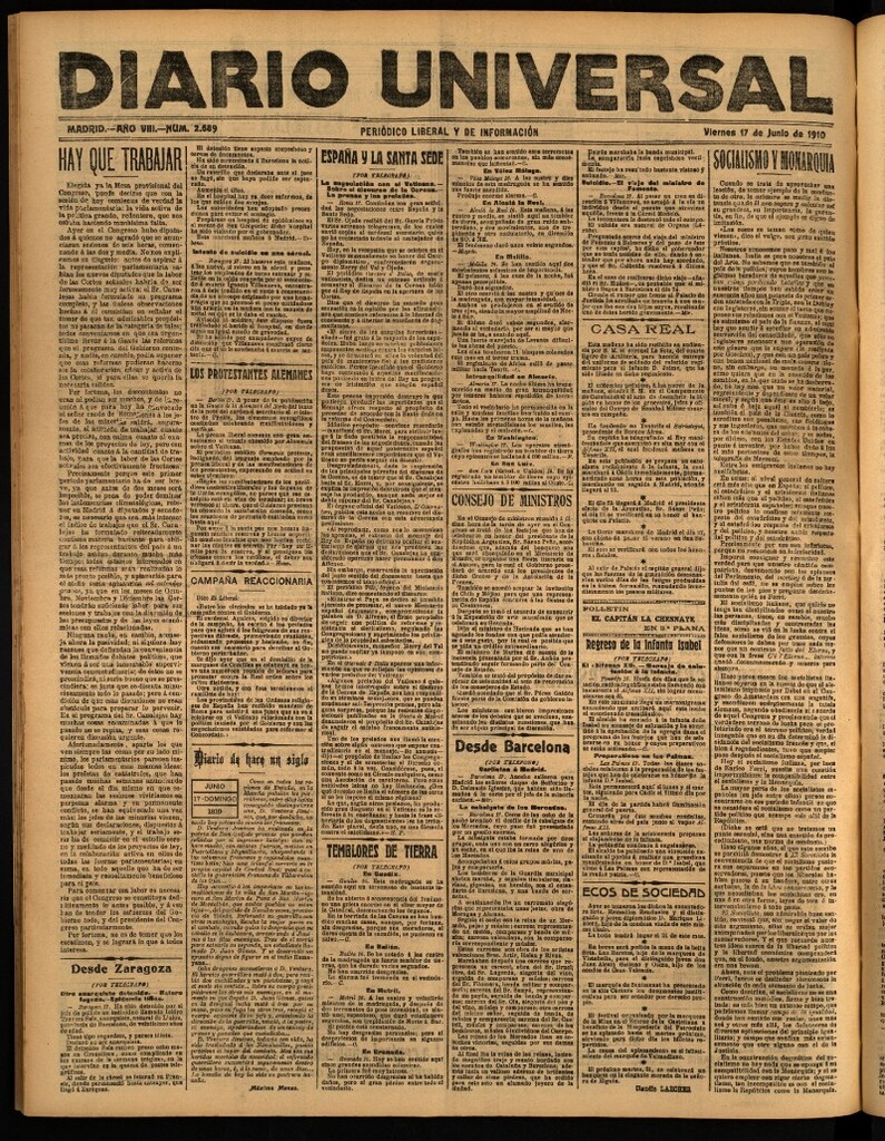 Miniatura de Diario Universal del 17 de junio de 1910