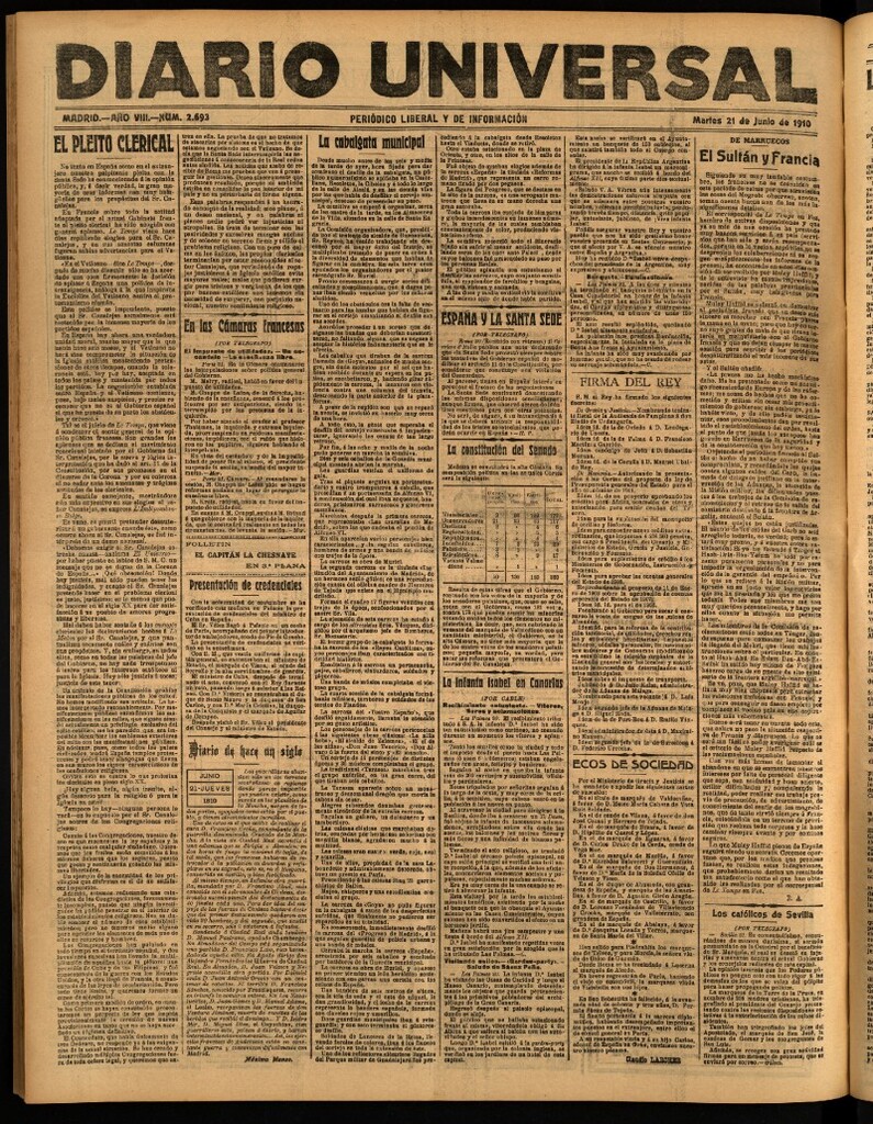 Miniatura de Diario Universal del 21 de junio de 1910