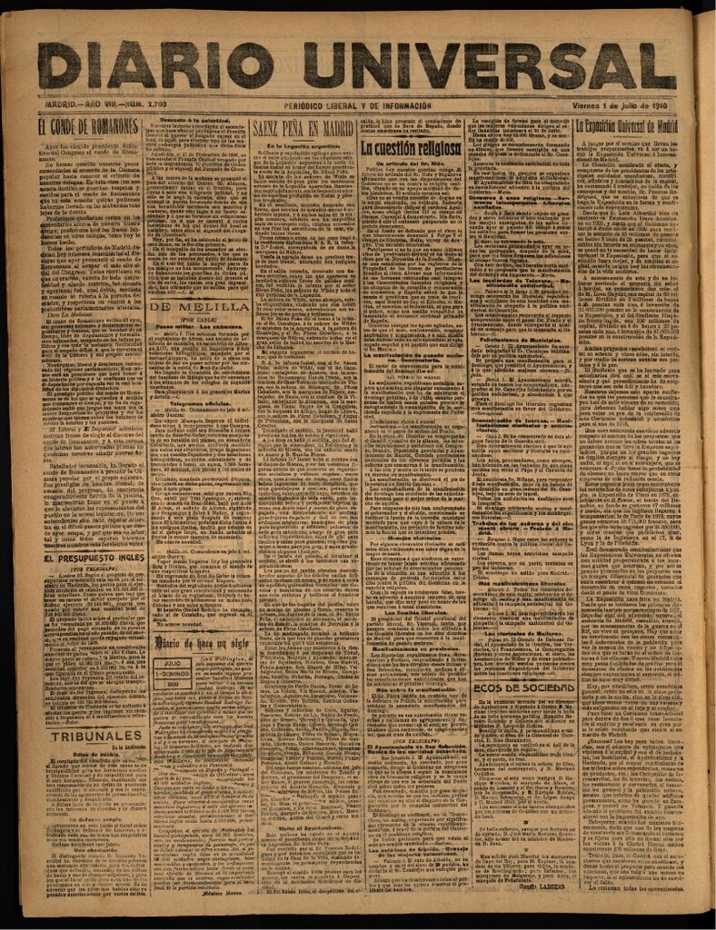 Miniatura de Diario Universal del 1 de julio de 1910
