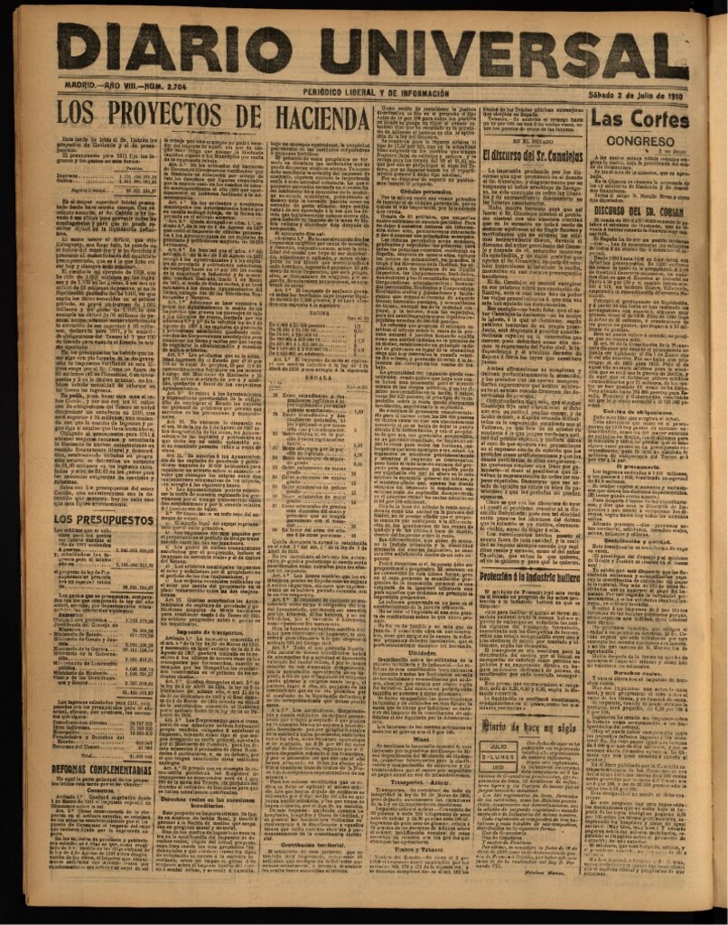 Miniatura de Diario Universal del 2 de julio de 1910