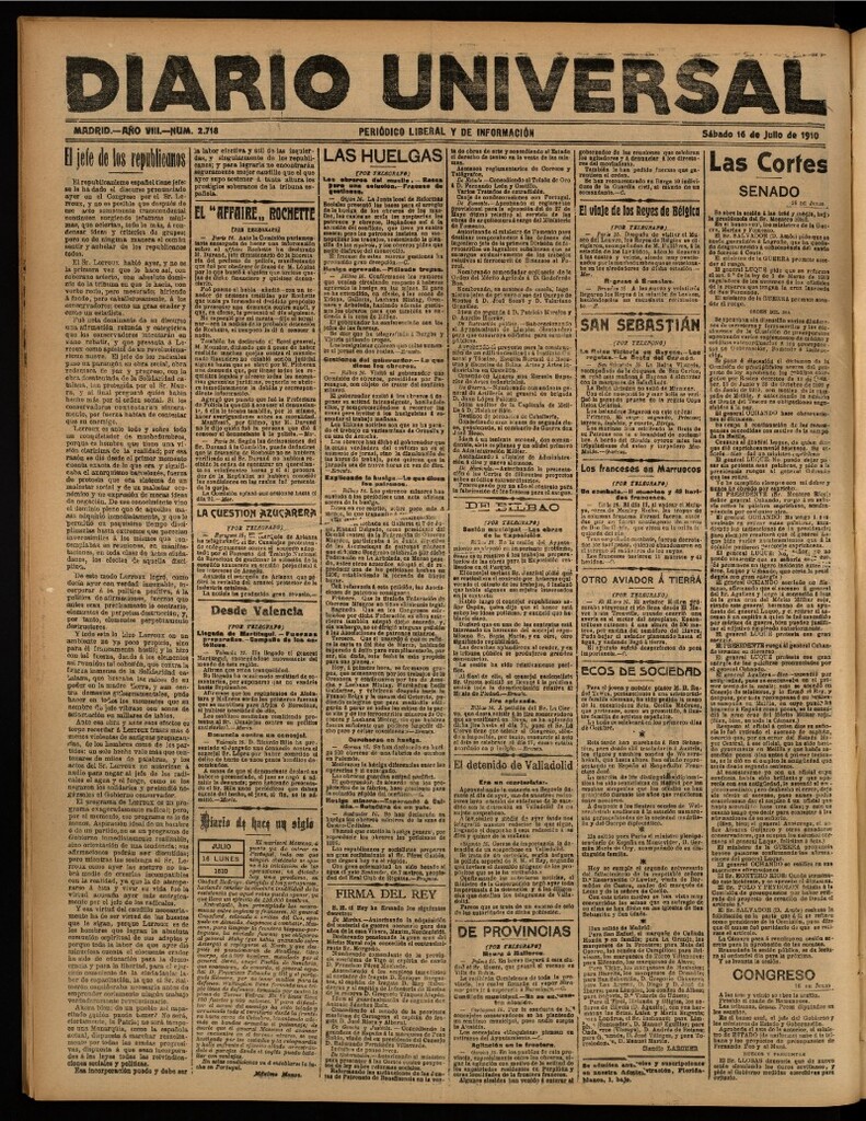 Miniatura de Diario Universal del 16 de julio de 1910