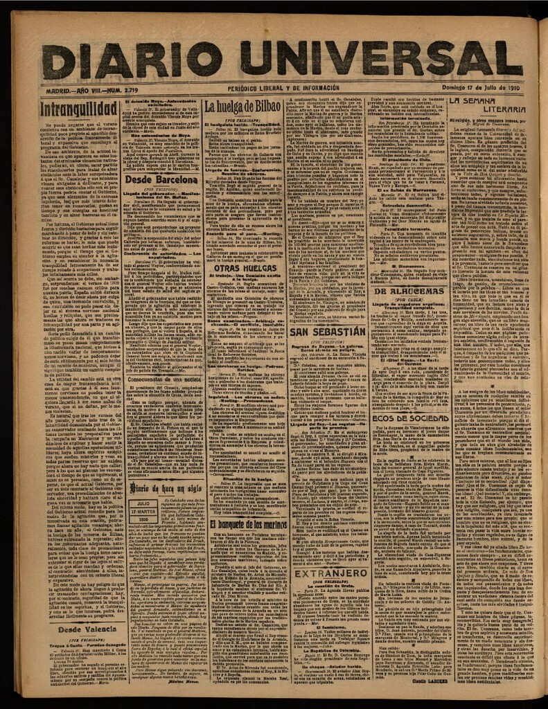 Miniatura de Diario Universal del 17 de julio de 1910