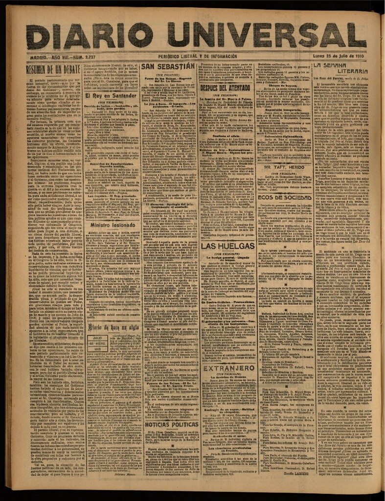 Miniatura de Diario Universal del 25 de julio de 1910