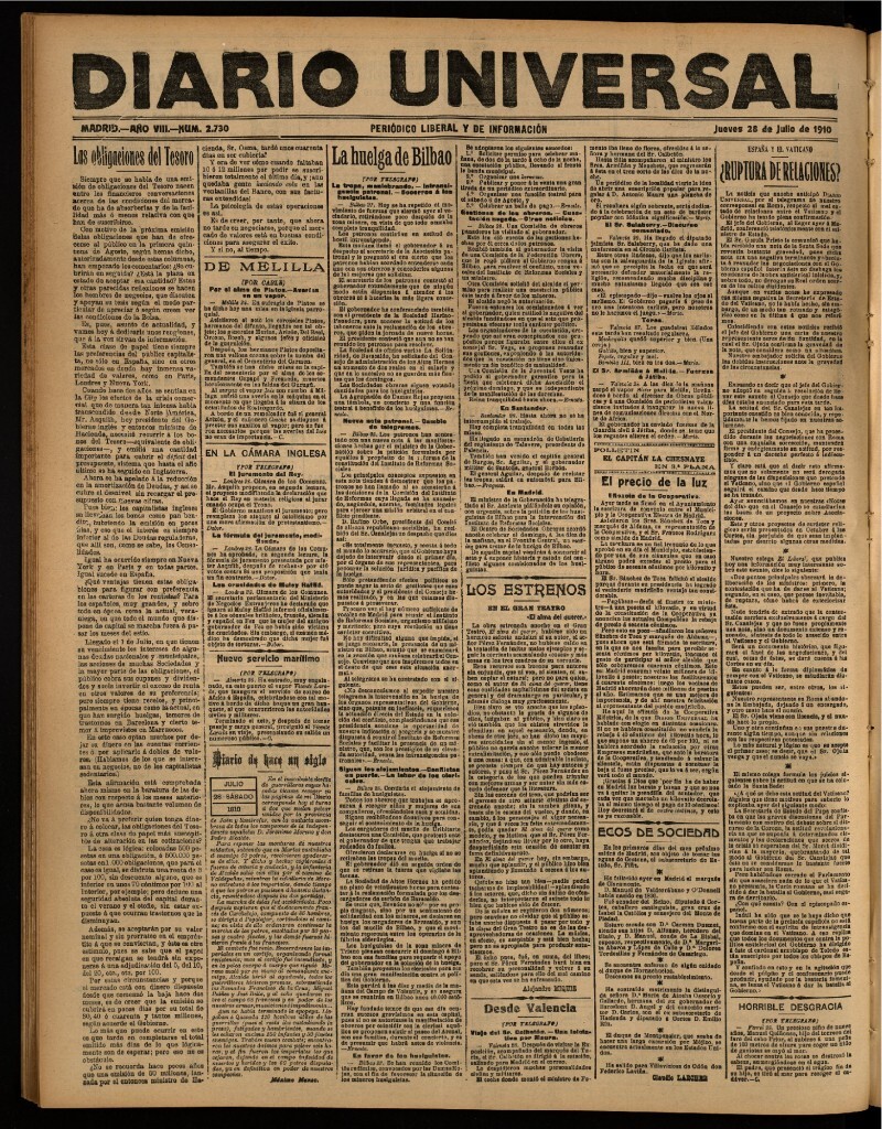 Miniatura de Diario Universal del 28 de julio de 1910