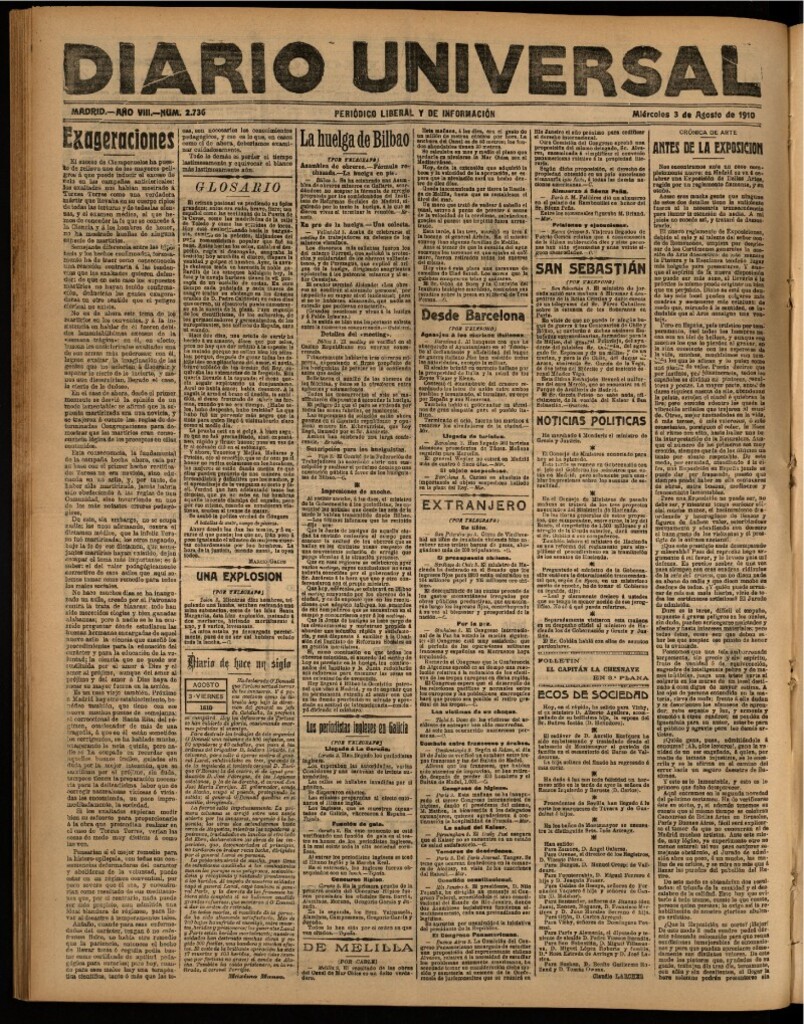 Miniatura de Diario Universal del 3 de agosto de 1910