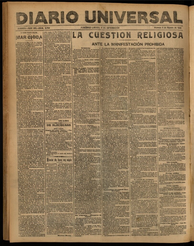 Miniatura de Diario Universal del 5 de agosto de 1910