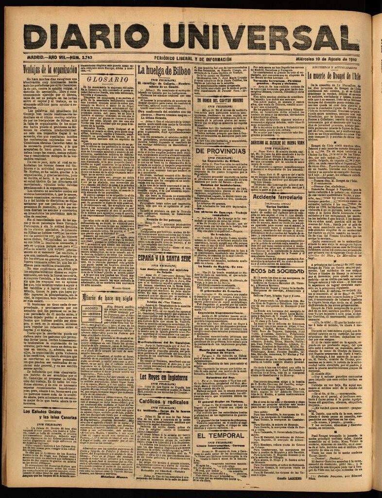 Miniatura de Diario Universal del 10 de agosto de 1910