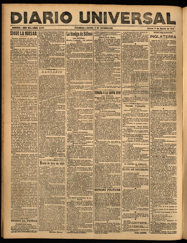 Miniatura de Diario Universal del 11 de agosto de 1910