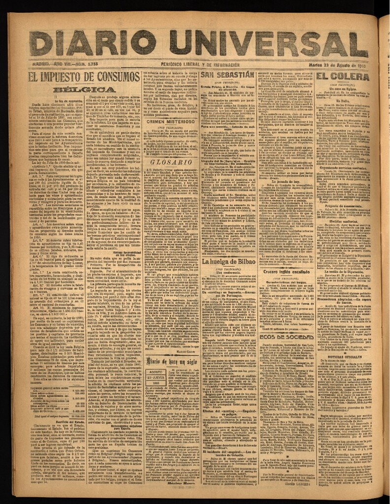 Miniatura de Diario Universal del 23 de agosto de 1910