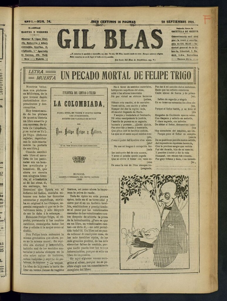Miniatura de Gil Blas del 28 de septiembre de 1915