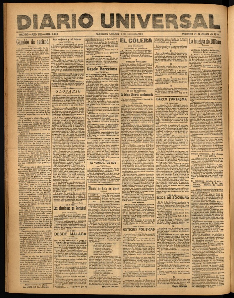 Miniatura de Diario Universal del 31 de agosto de 1910