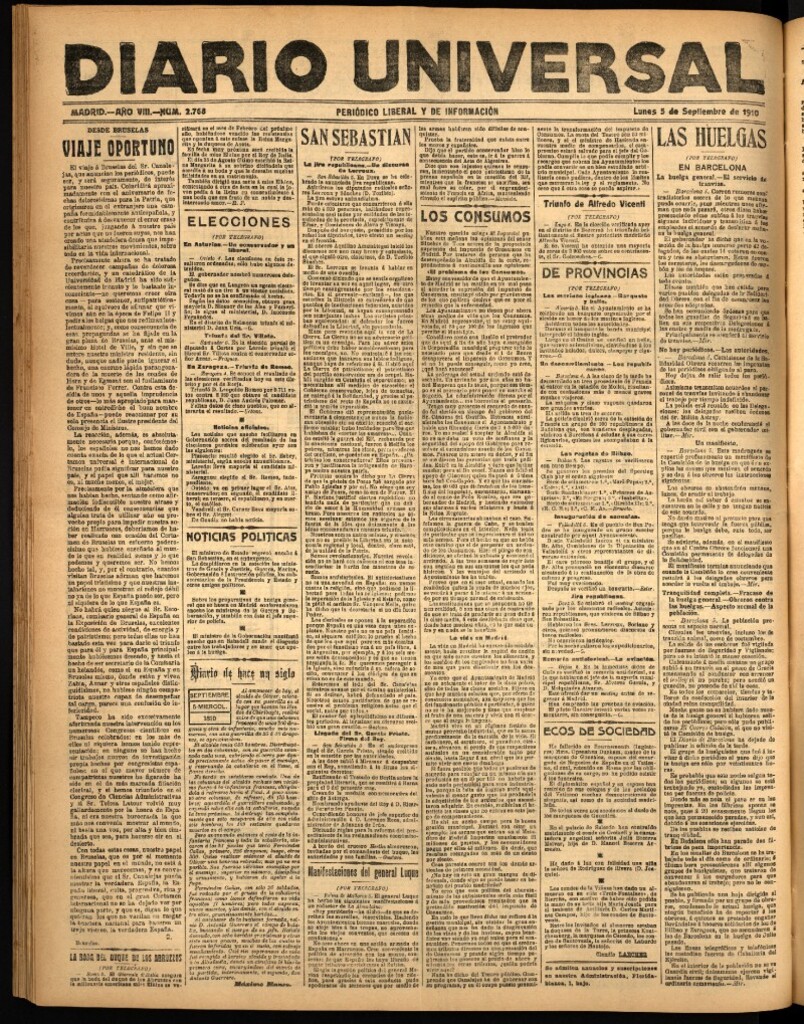 Miniatura de Diario Universal del 5 de septiembre de 1910