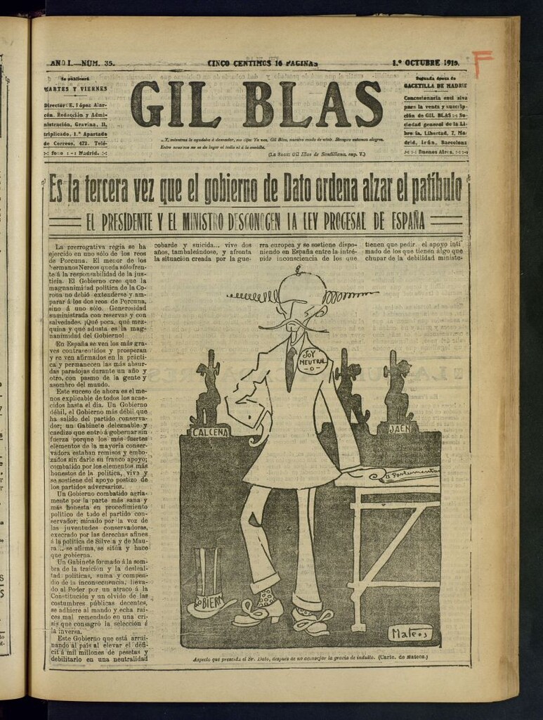 Miniatura de Gil Blas del 1 de octubre de 1915