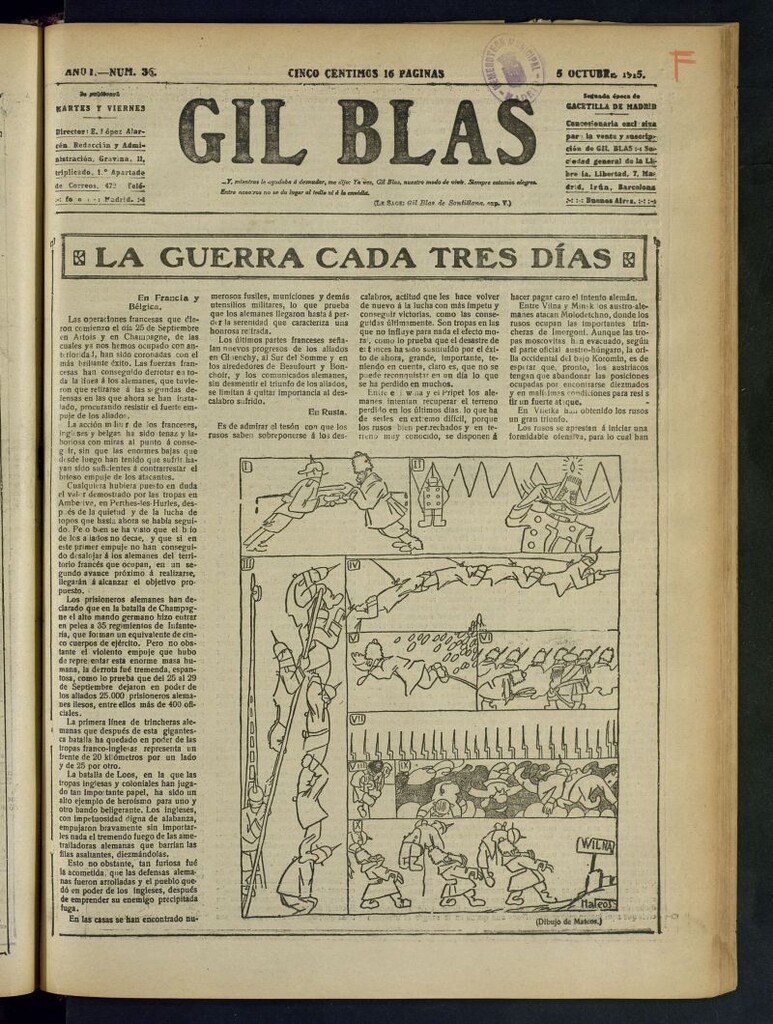 Miniatura de Gil Blas del 5 de octubre de 1915