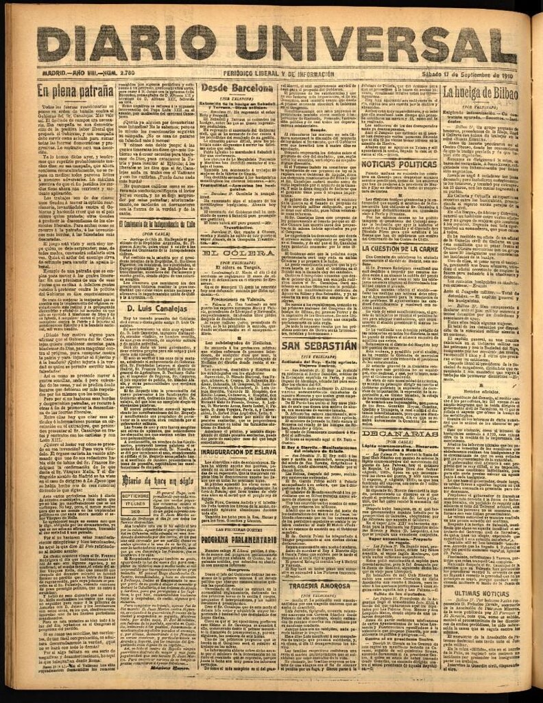 Miniatura de Diario Universal del 17 de septiembre de 1910