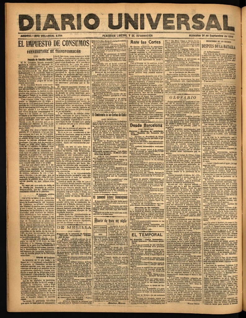 Miniatura de Diario Universal del 21 de septiembre de 1910