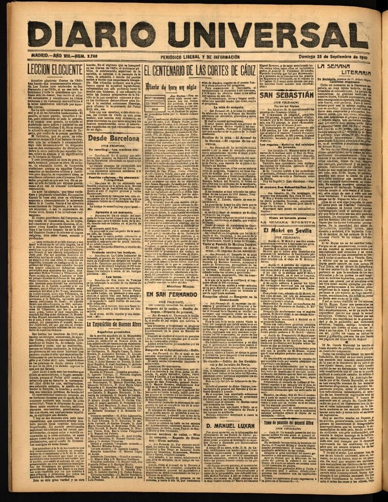 Miniatura de Diario Universal del 25 de septiembre de 1910
