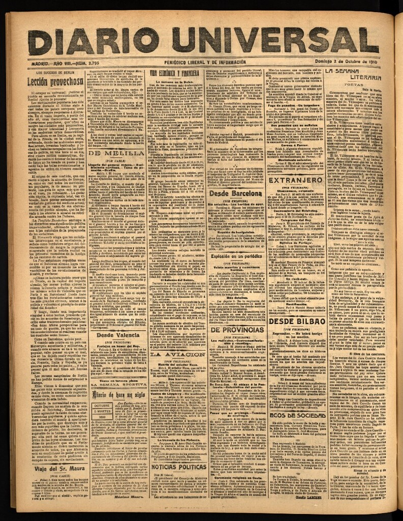Miniatura de Diario Universal del 2 de octubre de 1910