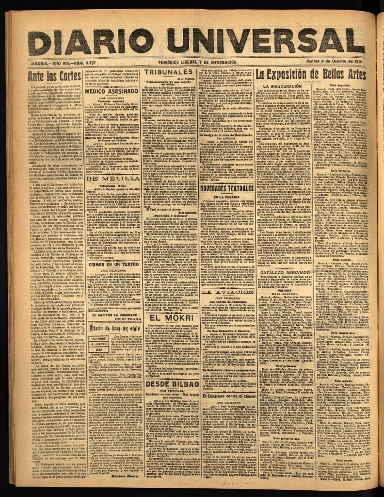 Miniatura de Diario Universal del 4 de octubre de 1910