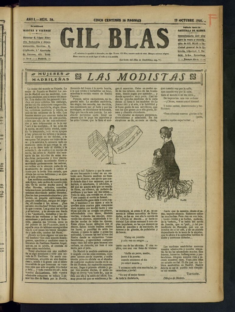 Miniatura de Gil Blas del 12  de octubre de 1915