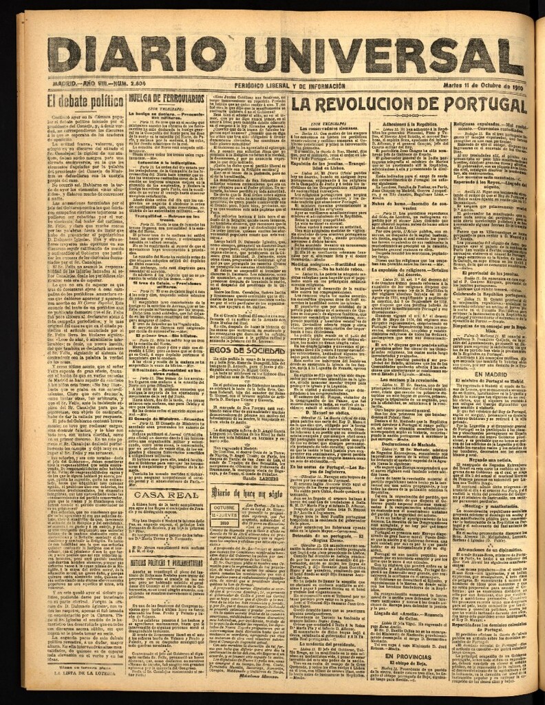 Miniatura de Diario Universal del 11 de octubre de 1910