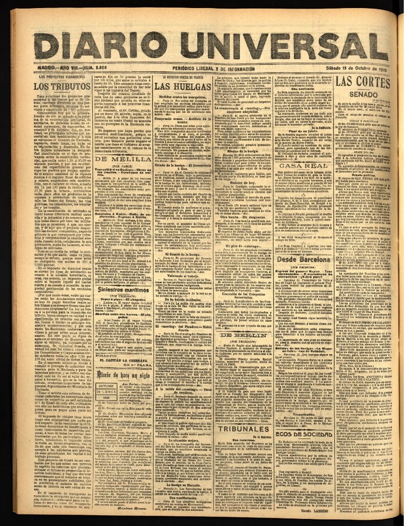 Miniatura de Diario Universal del 15 de octubre de 1910
