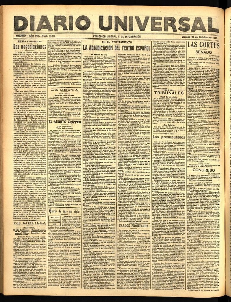 Miniatura de Diario Universal del 21 de octubre de 1910