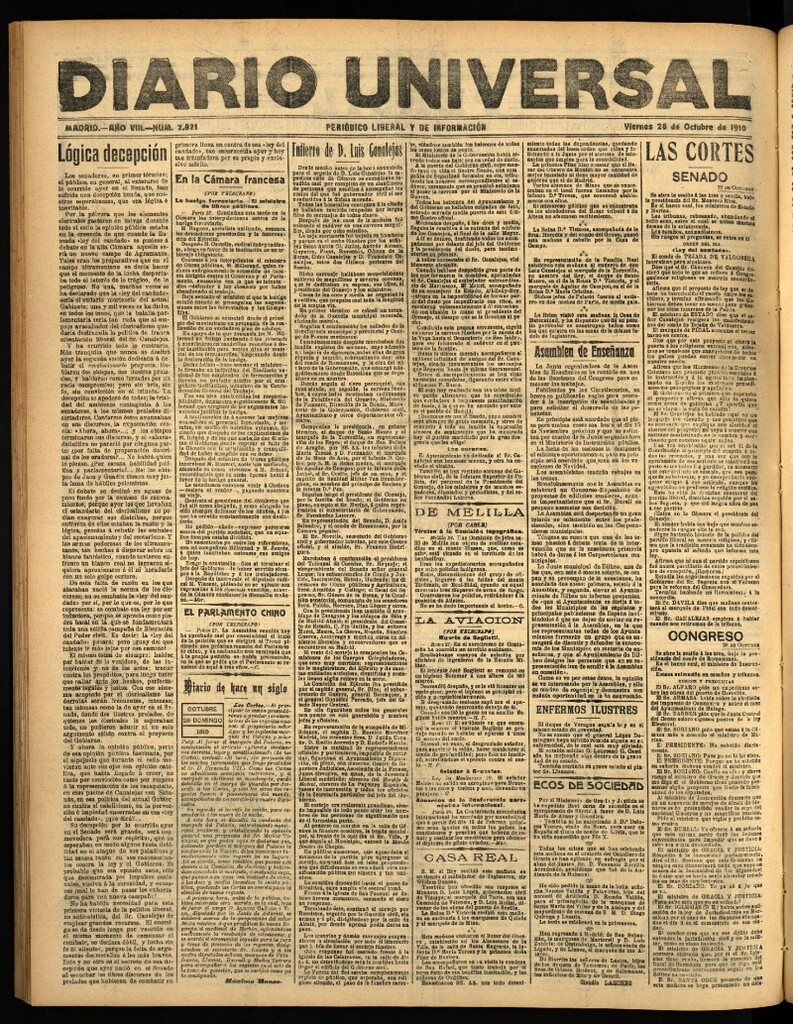 Miniatura de Diario Universal del 28 de octubre de 1910
