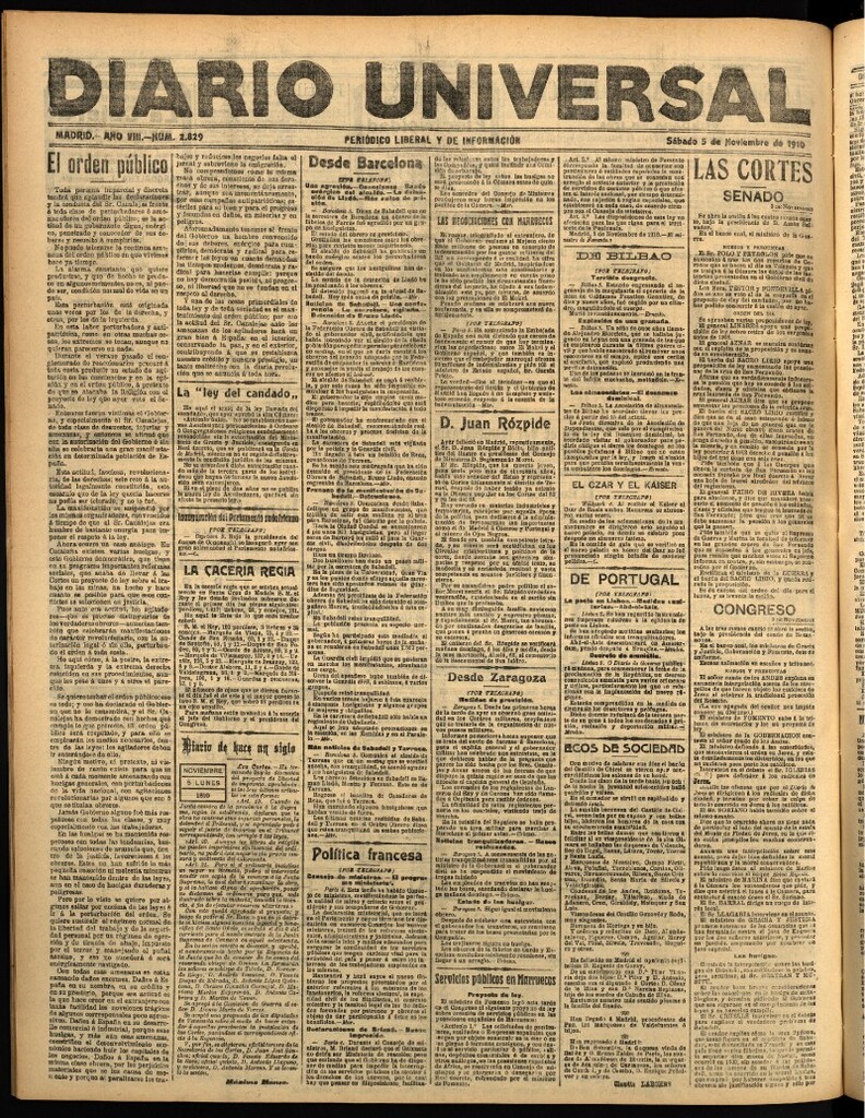 Miniatura de Diario Universal del 5 de noviembre de 1910