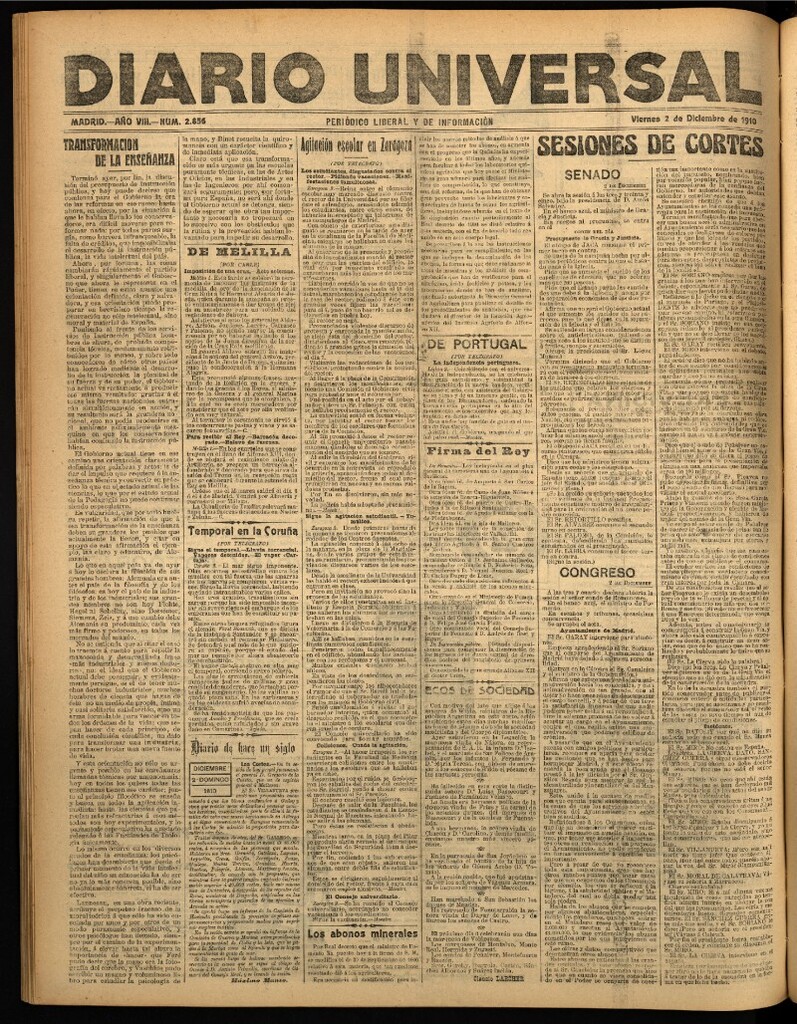 Miniatura de Diario Universal del 2 de diciembre de 1910