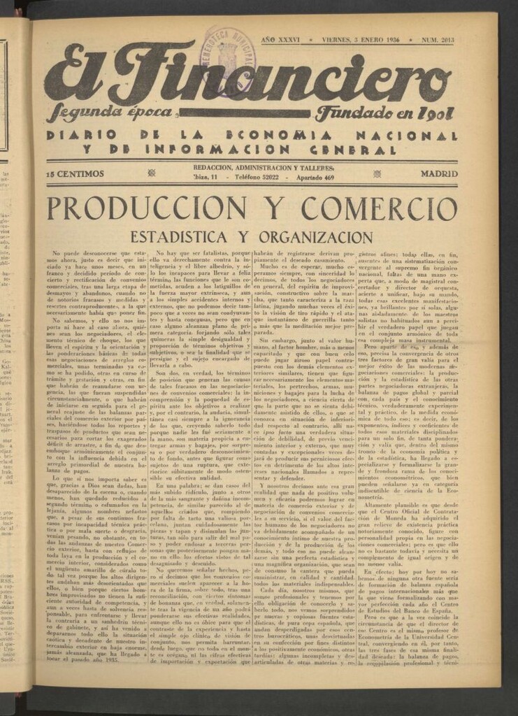 Miniatura de El Financiero del 3 de enero de 1936