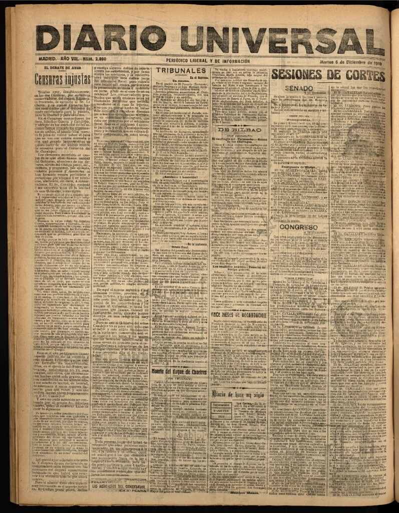 Miniatura de Diario Universal del 6 de diciembre de 1910