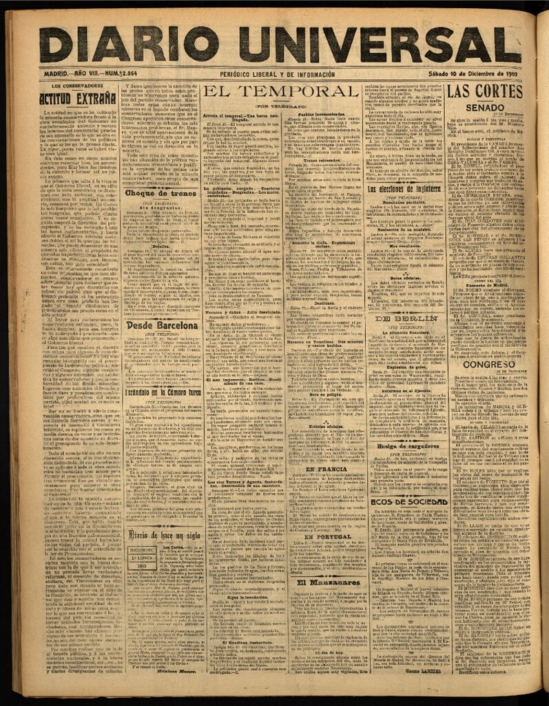Miniatura de Diario Universal del 10 de diciembre de 1910
