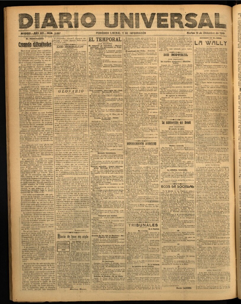 Miniatura de Diario Universal del 13 de diciembre de 1910