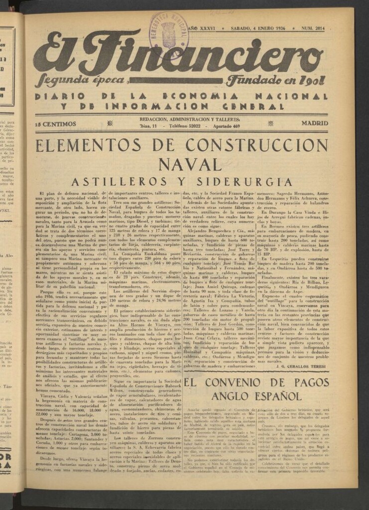 Miniatura de El Financiero del 4 de enero de 1936